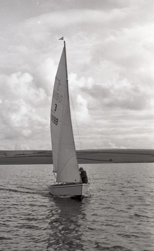 'Sea Bird' being sailed out on the newly completed and dammed Siblyback Reservior, August 1970