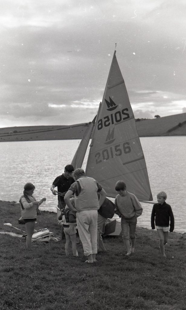 A family preparing to head out onto the waters of Siblyback Lake soon after completion, August 1970